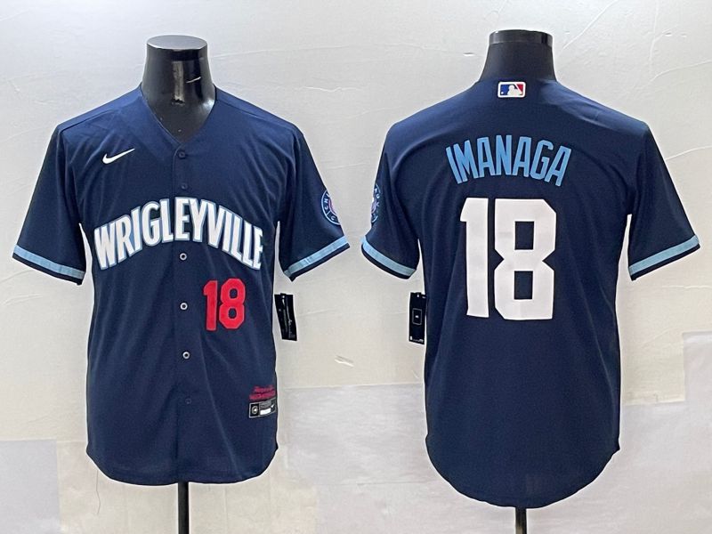 Men Chicago Cubs 18 Imanaga Dark Blue City Edition 2025 Nike MLB Jersey style 2